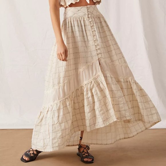 Anthropologie Dresses & Skirts - Anthro RAISSA A-Line Button Front Midi Skirt  S